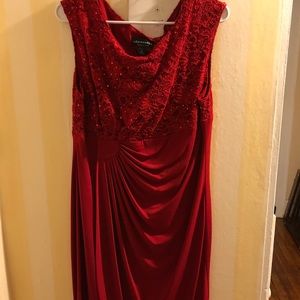 Red knee length cocktail dress 16